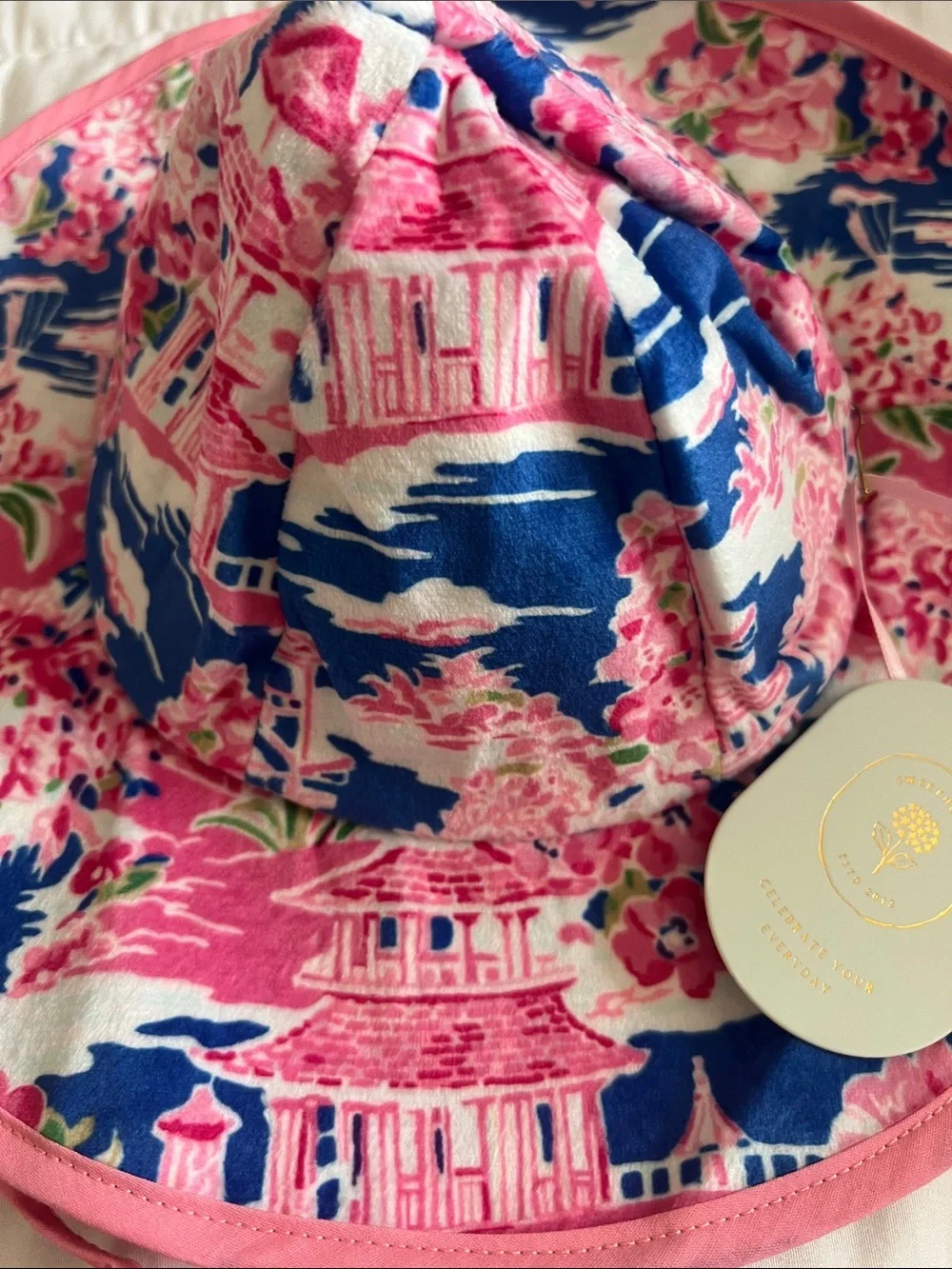 Sweet Honey Girls' Pink & Navy Floral Chateau Sun Hat